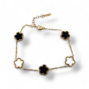 Elegant Gold and Black Flower Bracelet